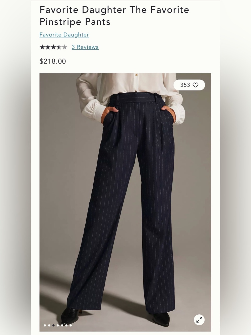 Favorite Daughter Navy Pinstripe Tailored Wide-Leg Trousers